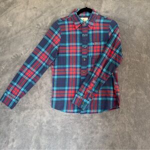 Hollister Flannel Plaid Casual Button Down Shirt - Red and Blue size small Y2K